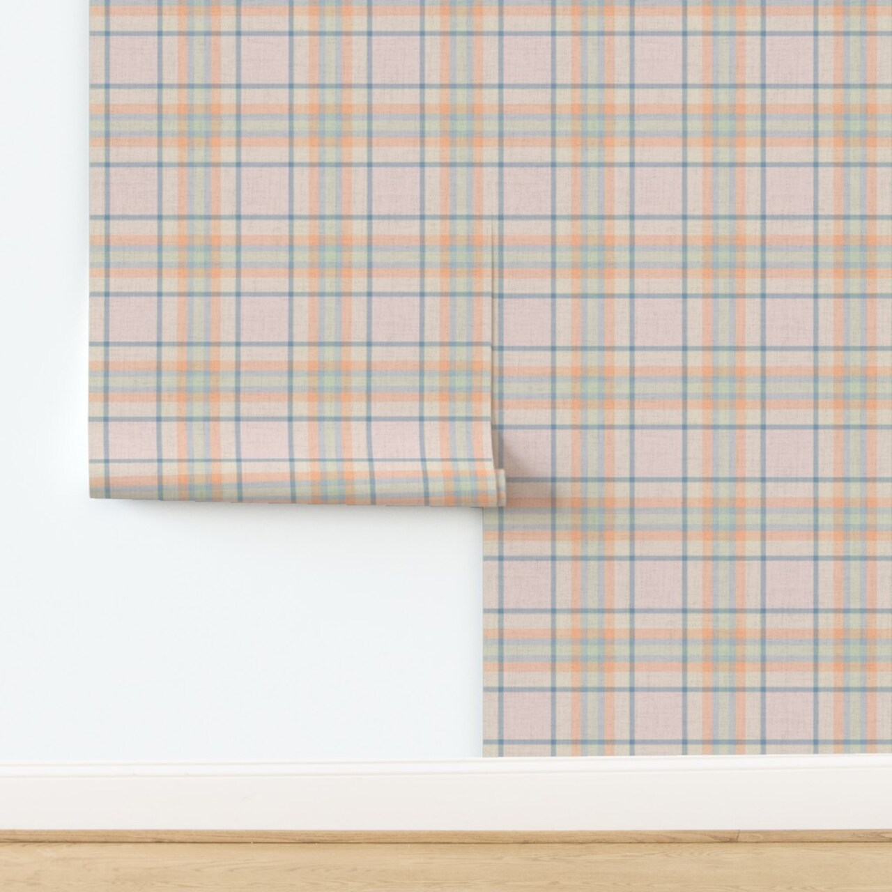 Preppy Tartan Plaid Traditional Pastel Pink Blue Green Cabincore Modern Farmhouse Summer Cottagecore Coquette Feminine Cabin Camping Lodge Lake Custom Removable Wallpaper by Spoonflower Peel & Stick Wallpaper 2FT Wide